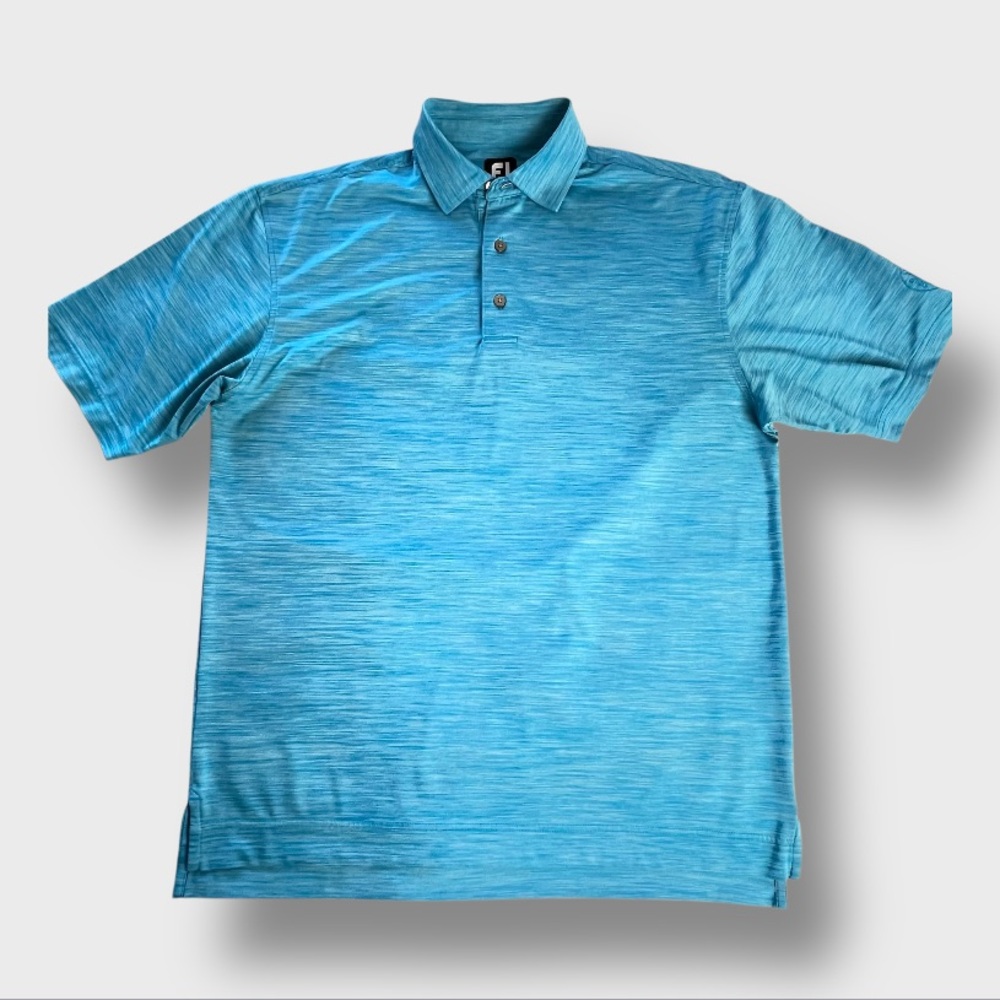 FootJoy Golf Polo Shirt Mens Large Blue Space Dye Performance Moisture Wicking